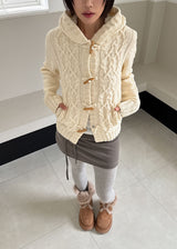 TOGGLE HOOD KNIT CARDIGAN