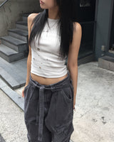 Belted dying cargo pants