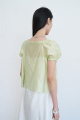 Frill Trim Tie-Front Blouse (Mint)