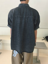  Loose Patch Washed Half Shirt 2C