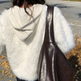 [Daily Bag👜] ナイトレザーショルダーバッグ ビッグバッグ ボブサンバッグ 旅行バッグ ノートパソコンバッグ 3色 [Brown only]