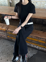 [BASIC ITEM] Basic semi crop t-shirts(4color)