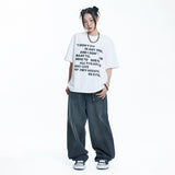 Washed Crop Lettering Short Sleeve - WHITE