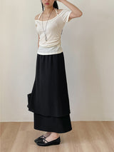 Seersucker Layered Banding Skirt