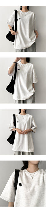 cat embroidered short-sleeved shirt