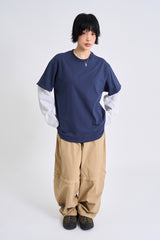 ワッフルダメージレイヤード長袖Tシャツ
