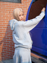 REVERSIBLE CHECK HOOD ZIP-UP GREY