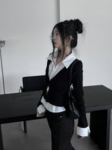 basic shirt layered cardigan (2color)