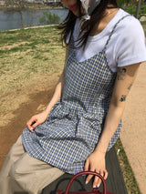 プレイド バックストラップ ワンピース (2color)