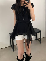 Yuria Chiffon Cap Sleeve Blouse