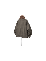 RELABEL Spatial Relations (Enclosure) Detachable Fur Collar, Two-Tone Batwing Sleeves Fabric Silhouette Drawstring Jacket