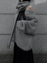 オーバーフィットモヘアリップネックニット (2color)