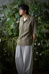 STRIPE L-C TAILORED 1/2 SHIRT (Khaki)