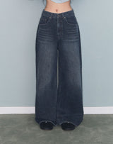 STITCH LINE WIDE DENIM PT DARK NAVY