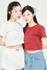 ワッペンステッチ半袖ミニTシャツ