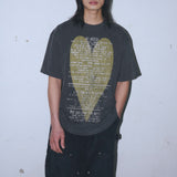 Untitled Heart Logo Pigment Wash Short Sleeve Washed Black