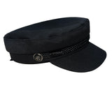 Classic Noir Metal Button Black Loop Sailor Cap (Black)