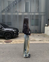 Side vintage denim pants