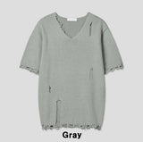 アトリエダメージVネックショートスリーブレスニットウェア
