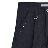 Tucked denim pants (Blue)