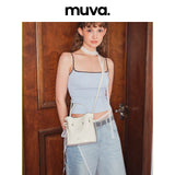 muva. Original Square Genuine‑Leather Bucket Bag for Women, New Cross‑body & Shoulder Handbag, High‑Texture 2024, New Arrival Jun 1