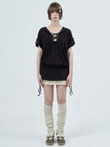 eyelet lace hood op / brown