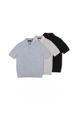 Cable Knit Polo Shirt