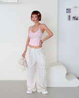 Flower cargo string jogger & wide pants