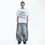 Washed Crop Lettering Short Sleeve - WHITE