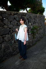 Fore Striped Shirred T-shirt (2color)