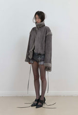 Detachable Fur Shearling Jacket / Charcoal
