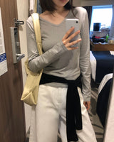 [ORIGINAL] Tika Pigment V-Neck Long-Sleeve T-Shirt