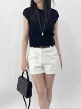 Shannon Cap Sleeveless Ribbed Short Sleeve Knit T-shirt