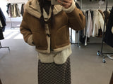 フェムダッフルフードフェイクシャーリングジャケット (2color)