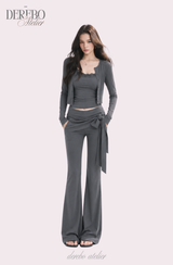 レナ ストラップ トレーニング スリーピースセットアップ (set-up + cardigan + sleeveless pants)