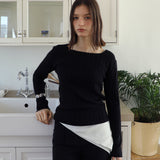 Square Rib Knit Black