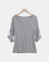 Adam V-Neck Roll-Up Long-Sleeve T-Shirt