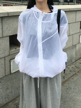 Sheer diagonal see-through windbreaker (5c)