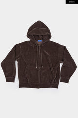 Monaco corduroy hooded zip-up