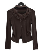 Marie Fur Trimmed Choker Long Sleeve Top