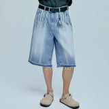 navajo pattern cut off bermuda pants light blue