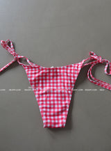Gobang Checkered Cover-Up Backless Bikini