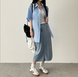 Sundy Charlang クールデニムロングスカート [ショート & ベーシックセレクション] Lyocell Fabric