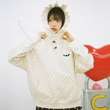 Dot Ruffle Hoodie - IVORY
