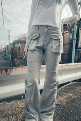 Boots-cut cargo pants (Gray)