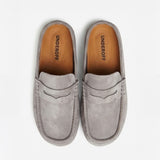 Suede Loafer Slides Gray