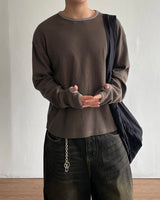 グリッドクロップワッフルリンガーTシャツ