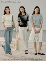 Punching Detail Summer Round Neck Knit Short Sleeve