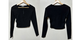 (QUALITY👍🏻) BASIC INNER SIDE SHIRRED SEMI-CROPPED LONG-SLEEVE BUTTONED TEE - 4 COLOR