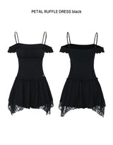 ペタルラッフルドレス black
